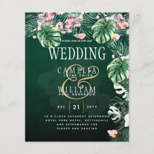 LeahG Tropical Green Pink Botanical Wedding Flyer