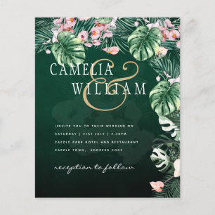 LeahG Tropical Green Pink Botanical Wedding Flyer