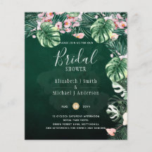 LeahG Tropical Green Pink Floral Leaf Wedding