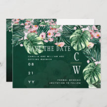 LeahG Tropical Green Pink Floral Leaf Wedding