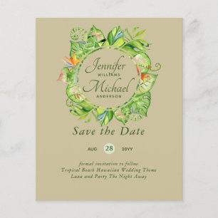 LeahG Tropical Leaves Beach Wedding Save the Date