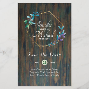 LeahG Watercolor Leaves Modern Save Date Wedding