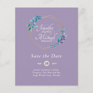 LeahG Watercolor Leaves Modern Save Date Wedding