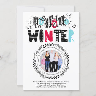 LeahG Winter Folkart Photo Vow Renewal or Wedding Invitation