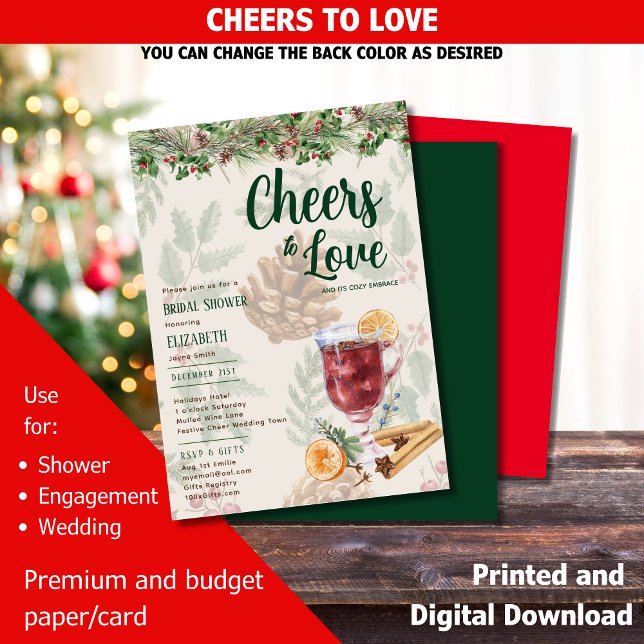 LeahG Winter Mulled Wine Cheers to Love Wedding Invitation (Creator Uploaded)