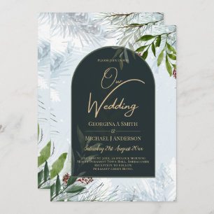 LeahG Winter Wedding Aqua Blue Green INVITE