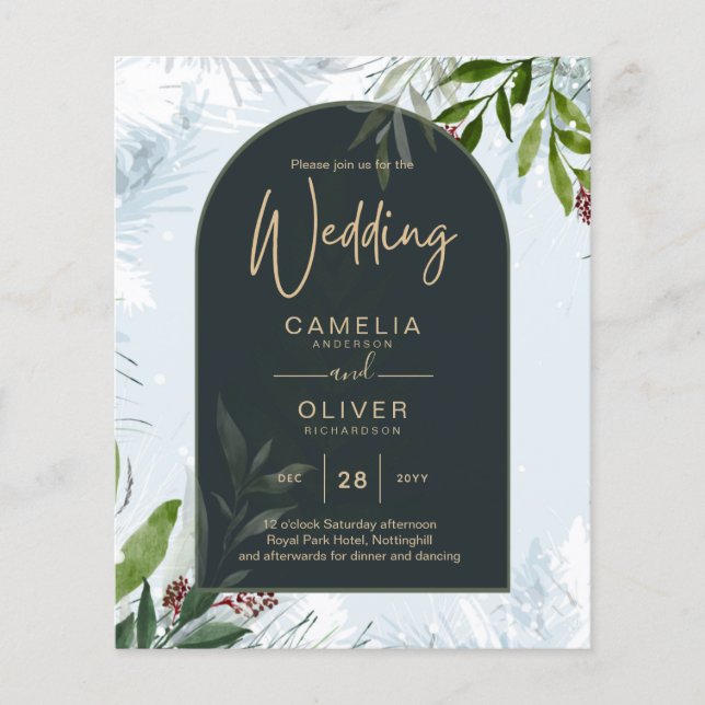 LeahG Winter Wedding Aqua Blue Green INVITE Flyer (Front)