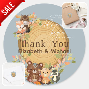 LeahG's Custom Cutesy Woodland Animals Baby Shower Classic Round Sticker