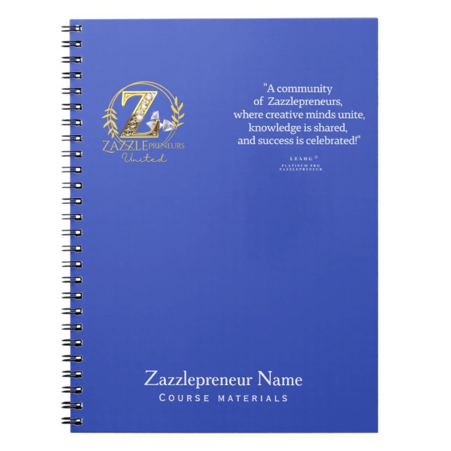 LeahG's Zazzle Business Course Personalised Notebook (Front)