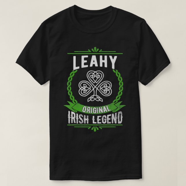 Leahy Name  St Patricks Day IrishShamrock  T-Shirt (Design Front)
