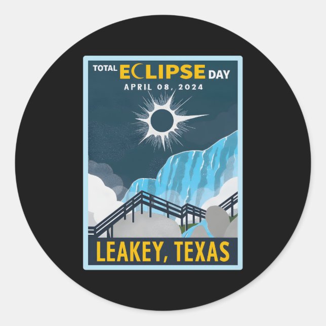 Leakey Texas Total Solar Eclipse 2024 Classic Round Sticker (Front)
