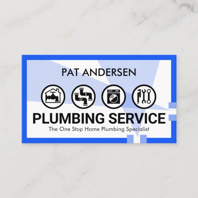 Leaking Blue Water Plumbing Pipeline Business Card (Front)