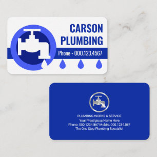 Leaking Faucet Blue Water Waves Business Card