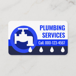 Leaking Faucet Blue Water Waves Business Card