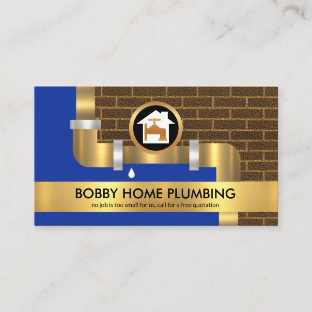 Leaking Gold Water Pipes Plumbing Contractor Business Card (Front)
