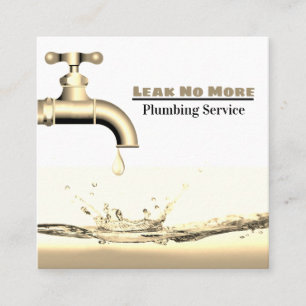 Leaking Pipe Water Splash Plumbing Service Square Business Card
