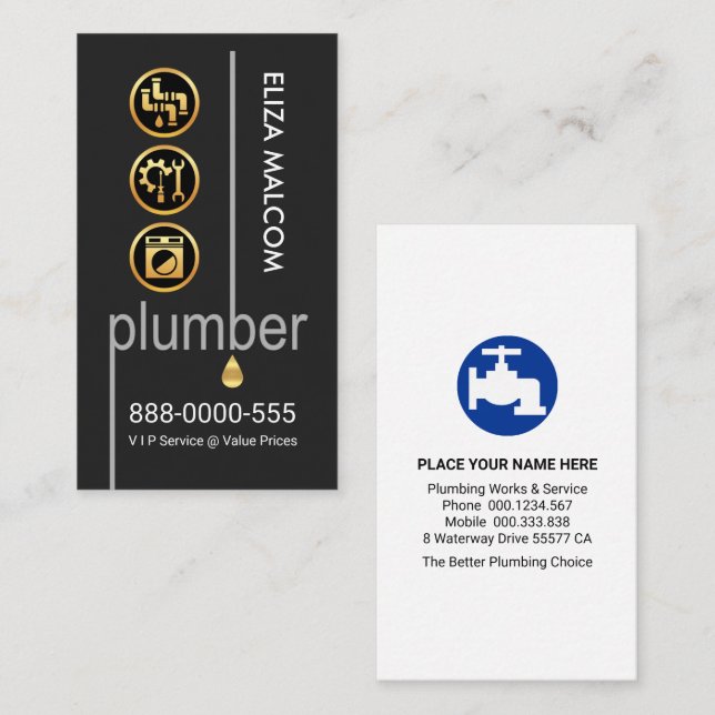 Leaking Plumber Pipeline Plumbing Business Card (Front/Back)
