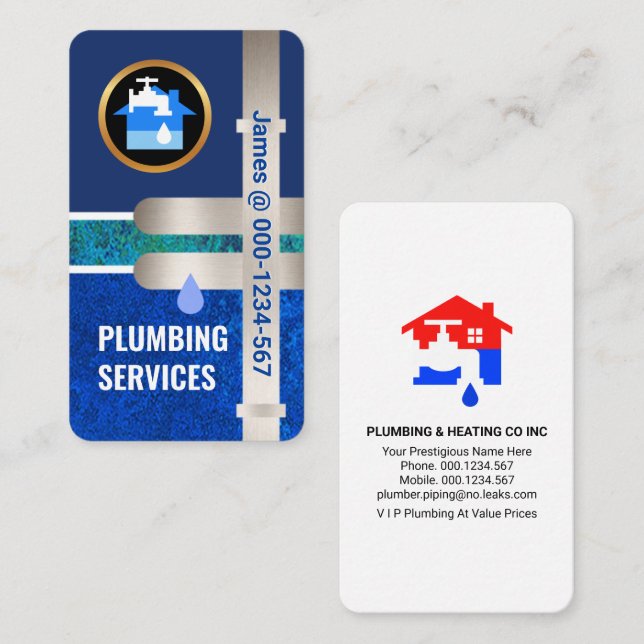 Leaking Water Pipes Rising Blue Flood Water Business Card (Front/Back)