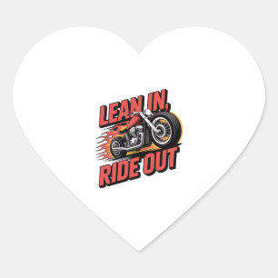 Lean in Ride out, Vintage Biker Heart Sticker