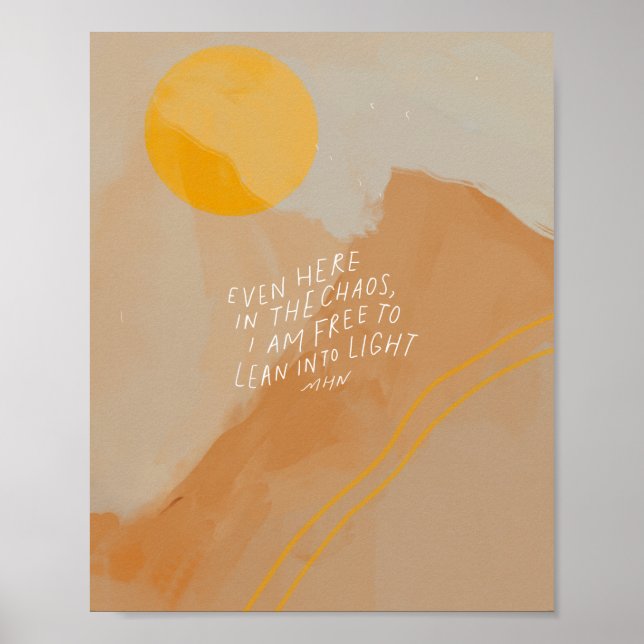 Lean into Light - Inspirational Quote Positive Art Poster (Front)
