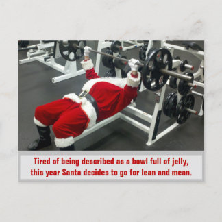 Lean & Mean Santa - Funny Silly Joke Christmas Holiday Postcard