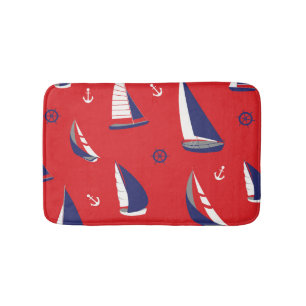 Lean Sailboat Pattern Bath Mat