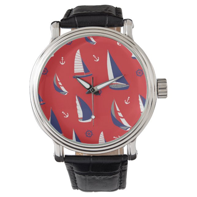 Lean Sailboat Pattern Watch (Front)