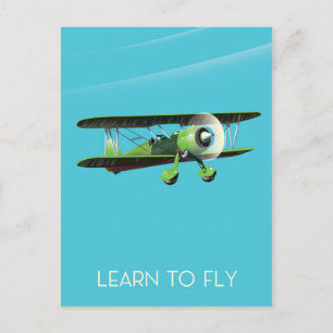 Lean To Fly vintage plane poster Postcard