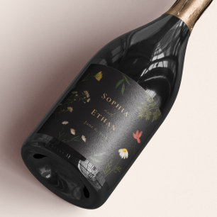 Leander Elegant Floral Wedding Wine Bottle Labels