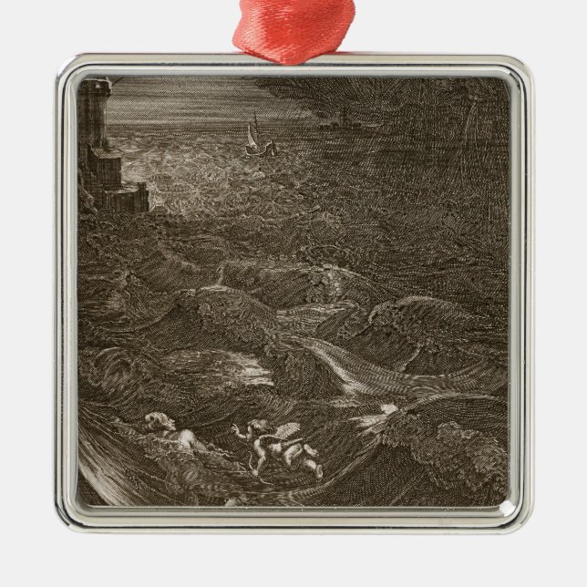 Leander Swims Over the Hellespont to Meet his Mist Metal Ornament (Front)