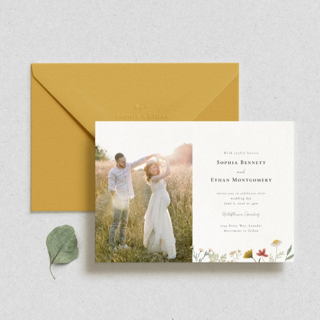 Leander Wildflower Photo Wedding Invitation (Creator Uploaded)