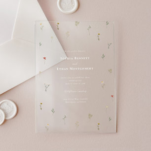 Leander Wildflower Wedding Acrylic Invitations