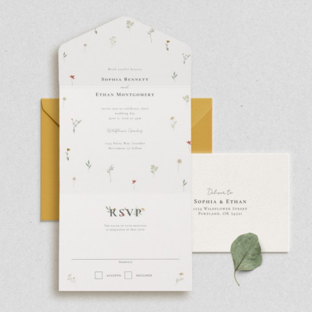 Leander Wildflower Wedding All In One Invitation (Creator Uploaded)
