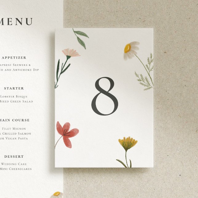 Leander Wildflower Wedding Table Number (Creator Uploaded)