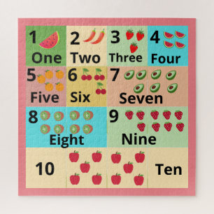 Leaning numbers Counting fruits colourful kids Jigsaw Puzzle