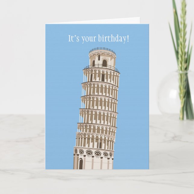 Leaning Tower Birthday Card (Front)