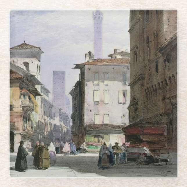 Leaning Tower, Bologna Glass Coaster (Front)