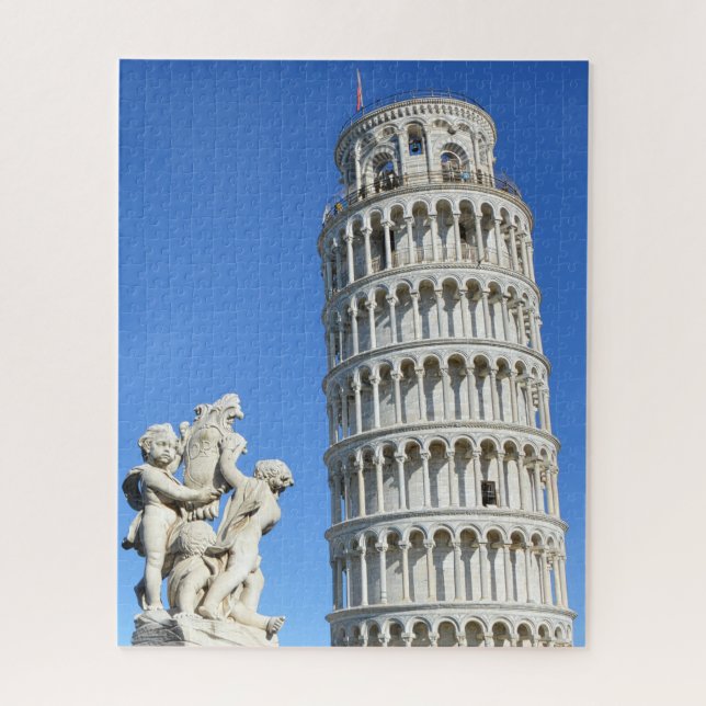 Leaning tower of Pisa and Putti Fountain statue Jigsaw Puzzle (Vertical)