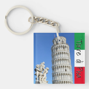 Leaning tower of Pisa and Putti Fountain statue Key Ring