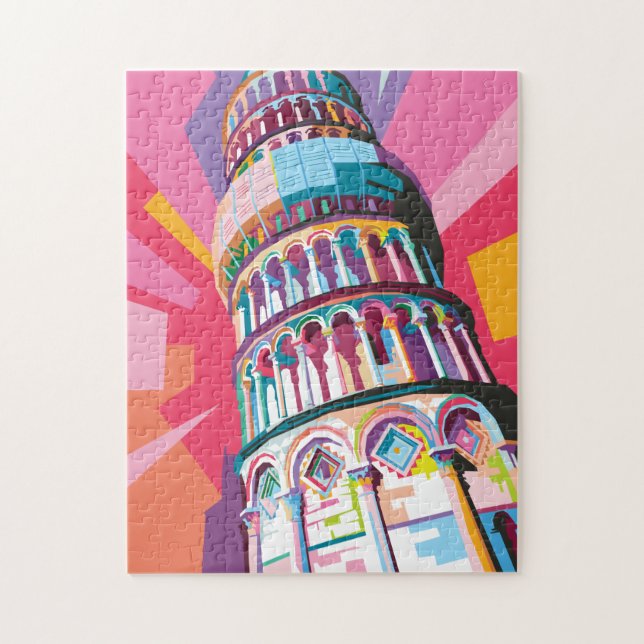 Leaning Tower of Pisa Italy Colourful Pop Art Jigsaw Puzzle (Vertical)