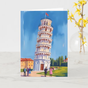 Leaning Tower of Pisa Italy Painting Card