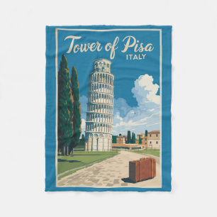 Leaning Tower of Pisa Italy Travel Art Vintage Fleece Blanket