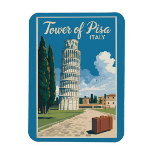 Leaning Tower of Pisa Italy Travel Art Vintage Magnet