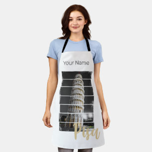 Leaning Tower Of Pisa Italy Vintage Retro Souvenir Apron