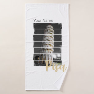 Leaning Tower Of Pisa Italy Vintage Retro Souvenir Bath Towel