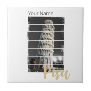 Leaning Tower Of Pisa Italy Vintage Retro Souvenir Ceramic Tile