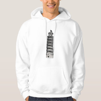 Leaning Tower of Pisa Line Art Illustration Hoodie