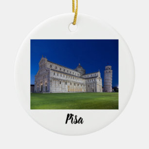 Leaning Tower Of Pisa Night Panorama Italy Gift Lu Ceramic Ornament