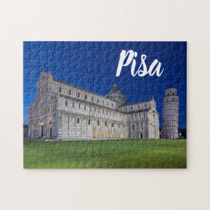 Leaning Tower Of Pisa Night Panorama Italy Gift Lu Jigsaw Puzzle