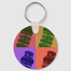 Leaning Tower of Pisa Pop Art Key Ring